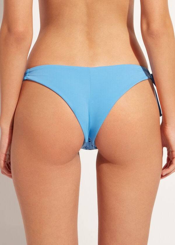 Women's Calzedonia Side Tie Brazilian Corfù Bikini Bottoms Blue | IE1559WY