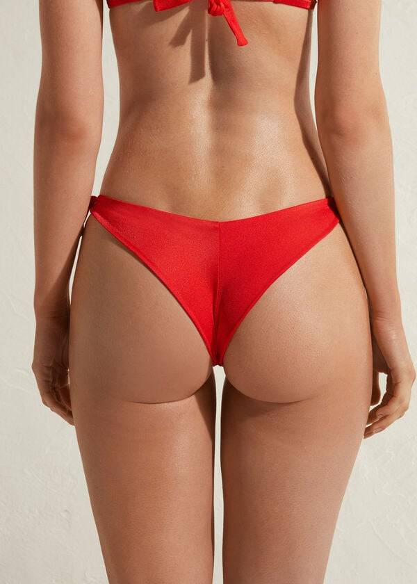 Women's Calzedonia Side Tie Brazilian Marrakech Bikini Bottoms Red | IE1560EX