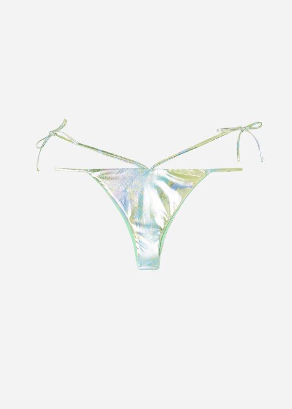 Women's Calzedonia Snake-Pattern Brazilian String Las Palmas Bikini Bottoms Green | IE1574JJ