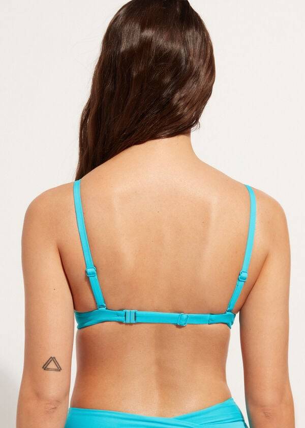 Women's Calzedonia Soft Graduated Super Padded Push-up Indonesia Bikini Tops Turquoise | IE1960DN