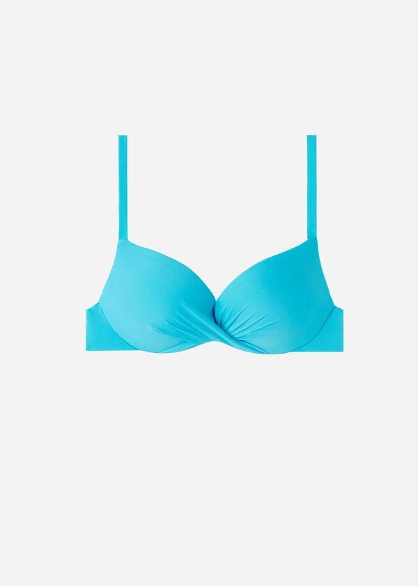 Women's Calzedonia Soft Graduated Super Padded Push-up Indonesia Bikini Tops Turquoise | IE1960DN