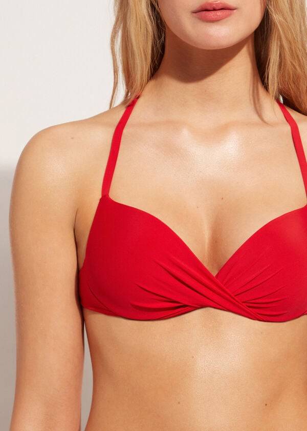 Women's Calzedonia Soft Graduated Super Padded Push-up Indonesia Bikini Tops Red | IE1961FM