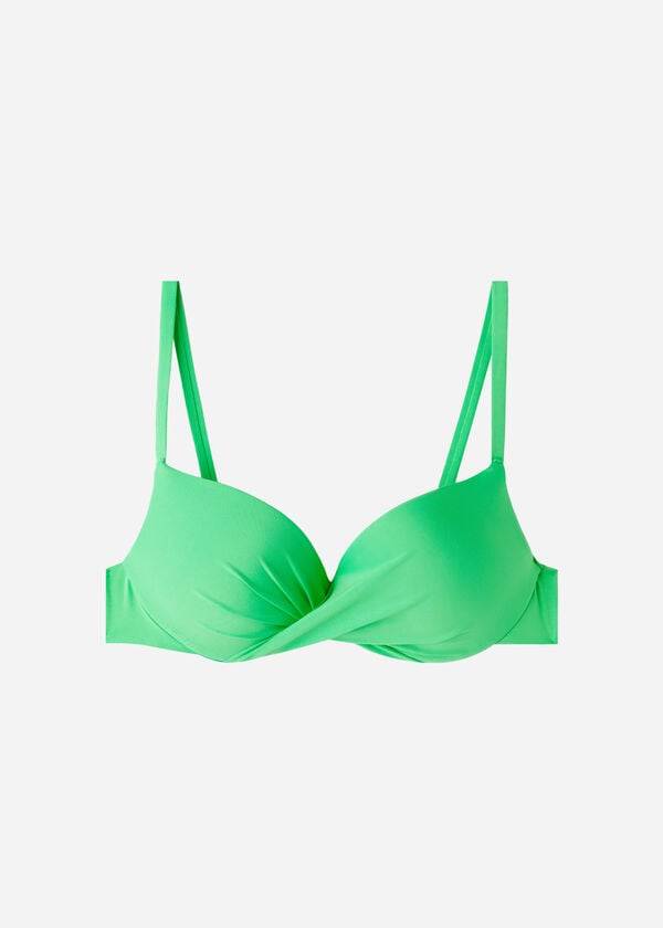 Women's Calzedonia Soft Graduated Super Padded Push-up Indonesia Eco Bikini Tops Green | IE1962GL