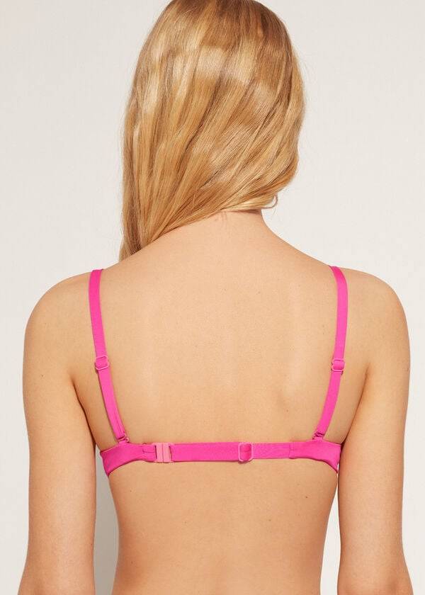 Women's Calzedonia Soft Graduated Super Padded Push-up Indonesia Eco Bikini Tops Pink | IE1963HK