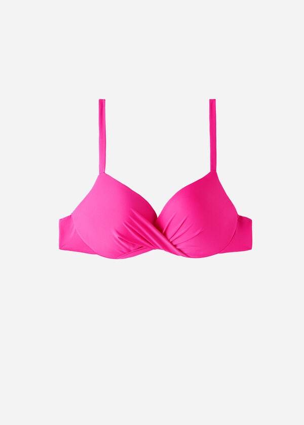 Women's Calzedonia Soft Graduated Super Padded Push-up Indonesia Eco Bikini Tops Pink | IE1963HK