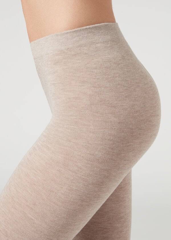 Women's Calzedonia Soft Modal and Cashmere Blend Opaque Tights Beige | IE1061BC