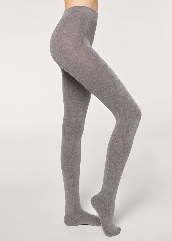 Women\'s Calzedonia Soft Modal and Cashmere Blend Opaque Tights Grey | IE1062NB