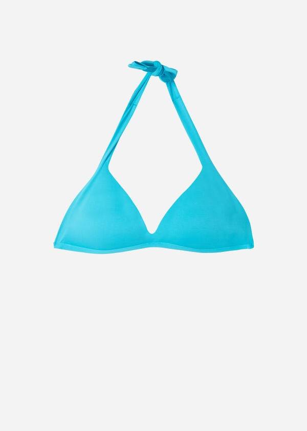 Women's Calzedonia Soft Padded Triangle Indonesia Bikini Tops Turquoise | IE1968XF