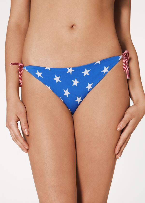 Women's Calzedonia Star patterned Bikini Bottoms Blue | IE1576LH