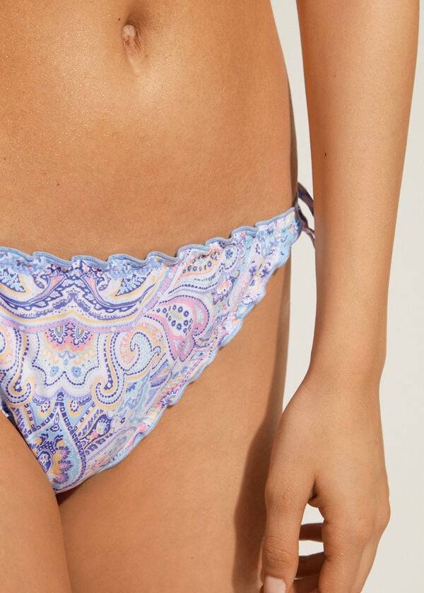 Women's Calzedonia String Amalfi Bikini Bottoms Blue | IE1577ZG