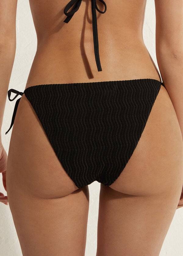 Women's Calzedonia String Mykonos Bikini Bottoms Black | IE1608NB