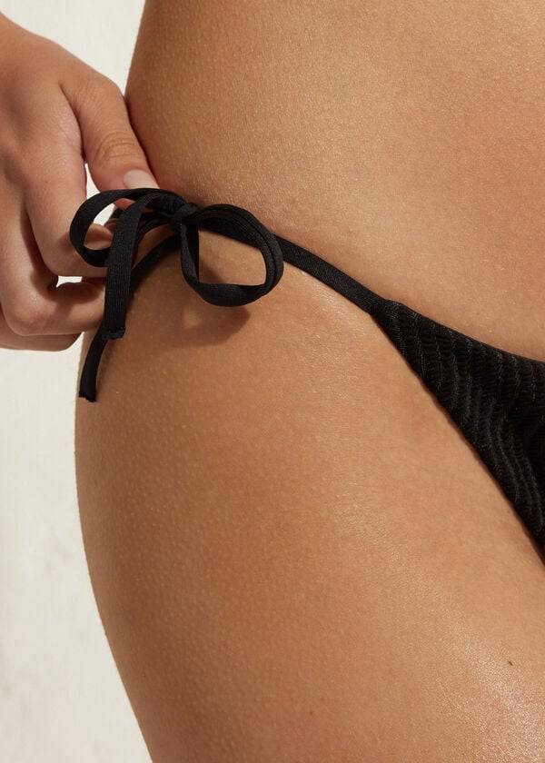 Women's Calzedonia String Mykonos Bikini Bottoms Black | IE1608NB