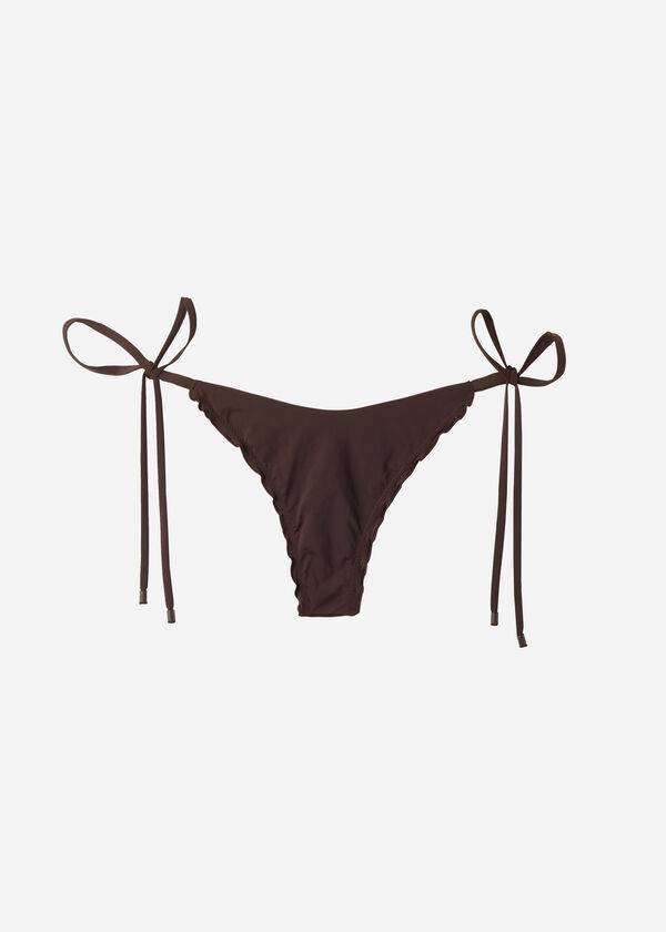 Women's Calzedonia String Thong Islamorada Bikini Bottoms Coffee Brown | IE1618OR