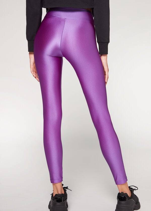 Women's Calzedonia Super Shiny Leggings Purple | IE2691KI