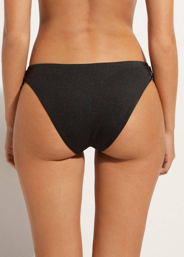 Women's Calzedonia Taipei Bikini Bottoms Black | IE1627KI