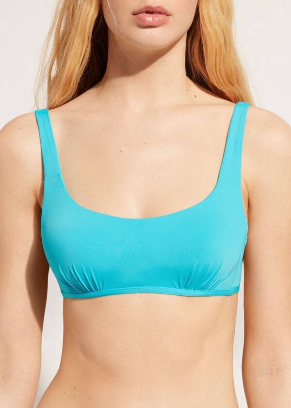 Women\'s Calzedonia Tank-Style Indonesia Bikini Tops Turquoise Green | IE2009PQ