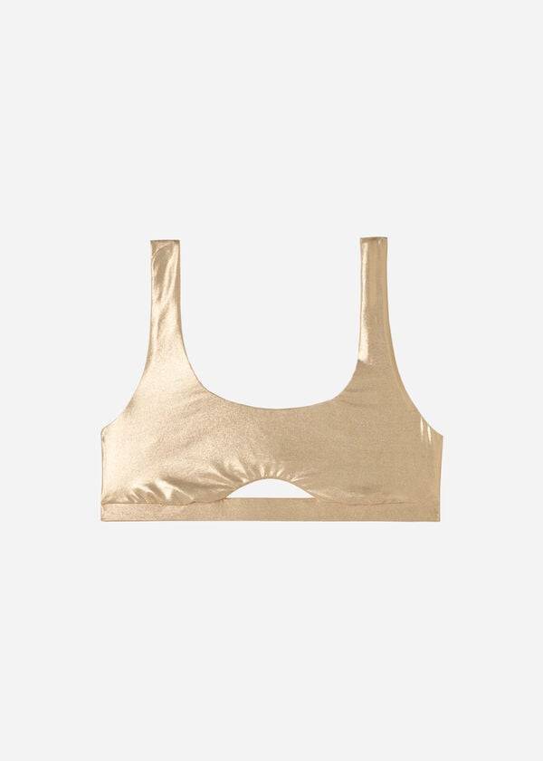 Women's Calzedonia Tank Style Palm Bay Bikini Tops Gold | IE1999MA