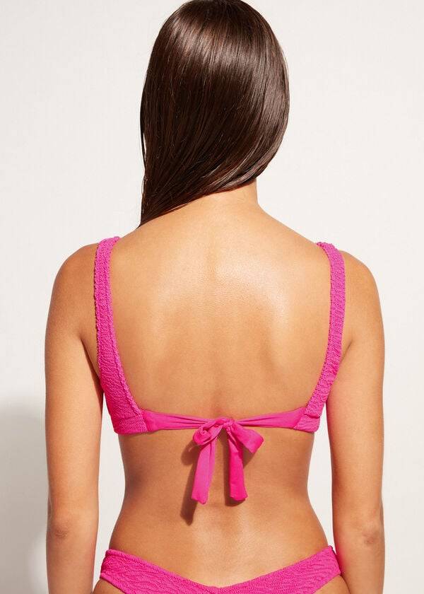 Women's Calzedonia Tank-style Cut Out Miami Bikini Tops Pink | IE2006UT