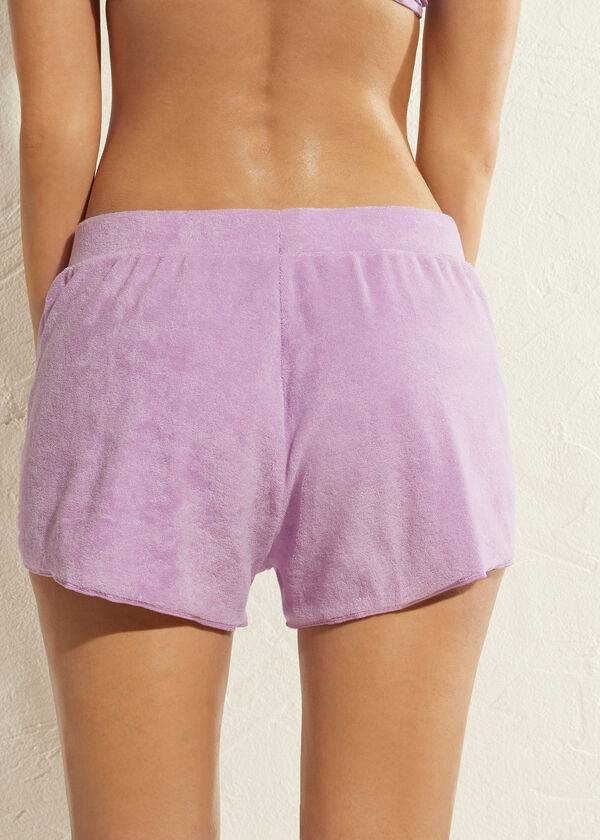 Women's Calzedonia Terrycloth Shorts Cover Ups Purple | IE2152VD