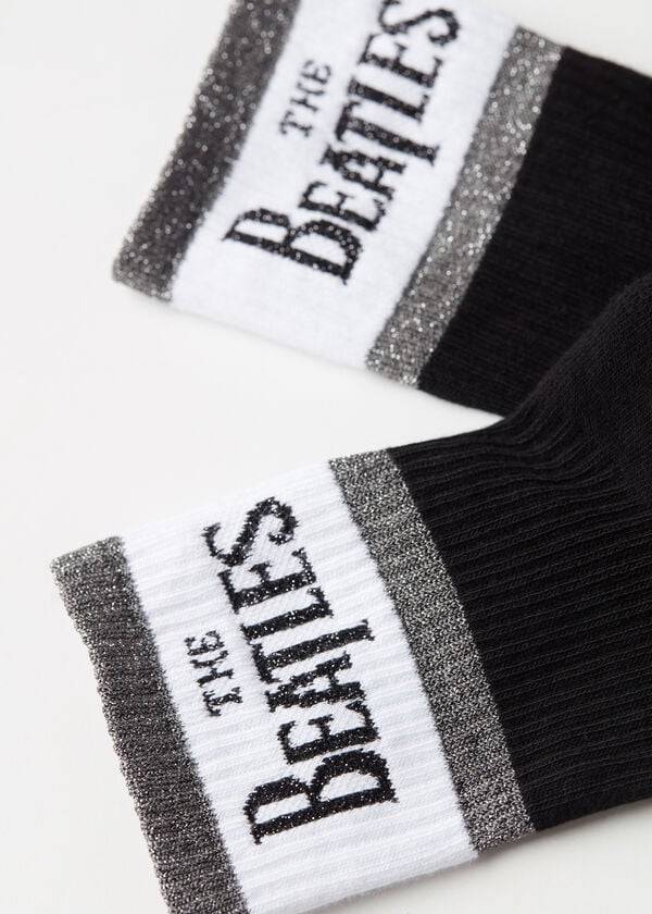 Women's Calzedonia The Beatles Logo Short Socks Black | IE2550PQ