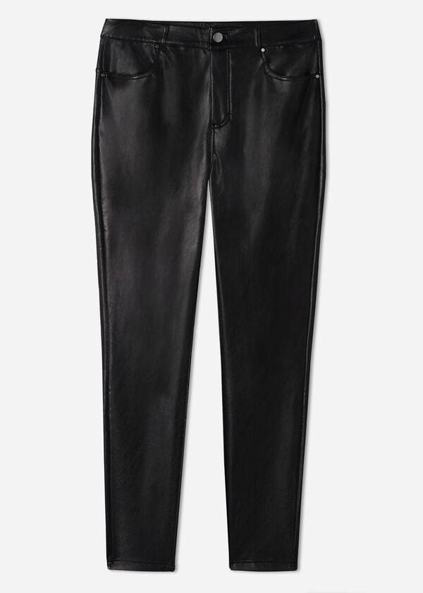 Women's Calzedonia Thermal leather-effect Pants Black | IE2743AP