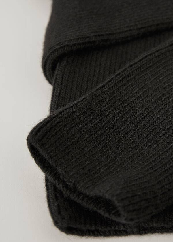 Women's Calzedonia Thigh High Socks with Open Knit Wool Stockings Black | IE1270NB