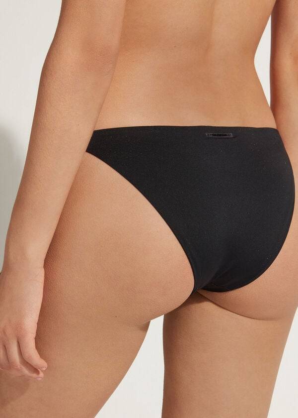 Women's Calzedonia Tied Indonesia Bikini Bottoms Black | IE1645PQ