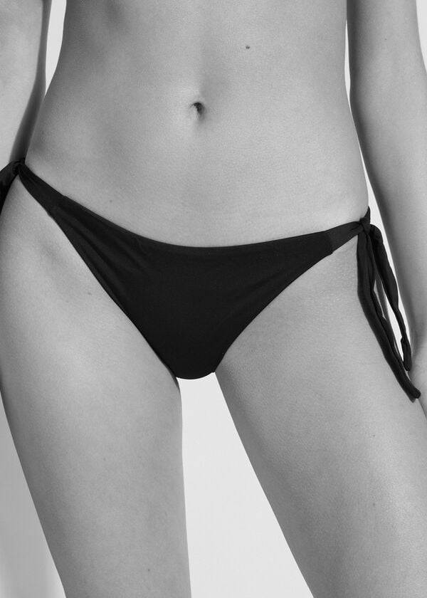 Women's Calzedonia Tied Indonesia Bikini Bottoms Black | IE1645PQ