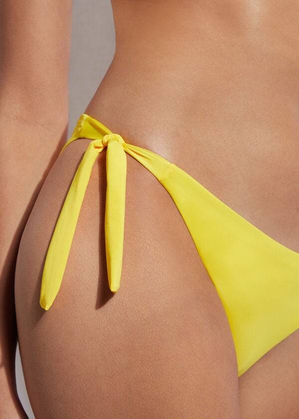 Women's Calzedonia Tied Indonesia Eco Side tie Bikini Bottoms Yellow | IE1653KI