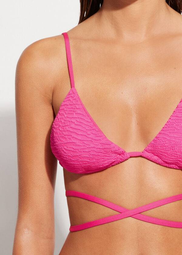 Women's Calzedonia Triangle Slide String Miami Bikini Tops Pink | IE2020XF