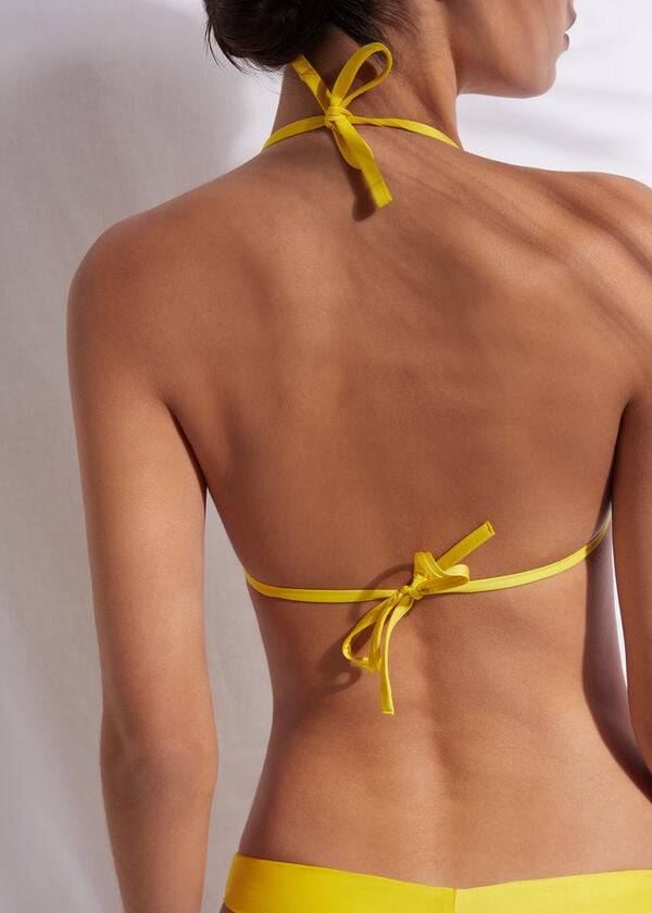 Women's Calzedonia Triangle String Indonesia Eco Bikini Tops Yellow | IE2038DN