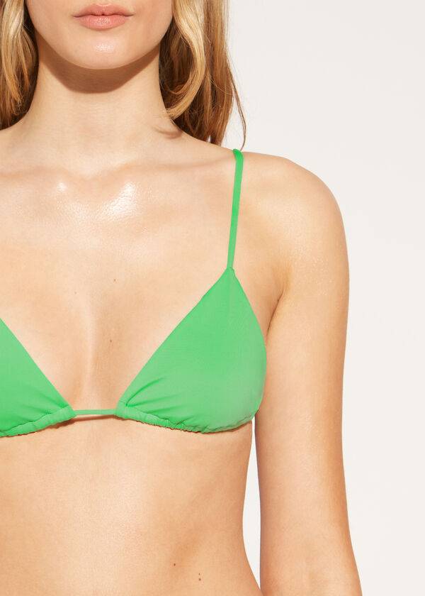 Women's Calzedonia Triangle String Indonesia Eco rosa Bikini Tops Green | IE2043KI