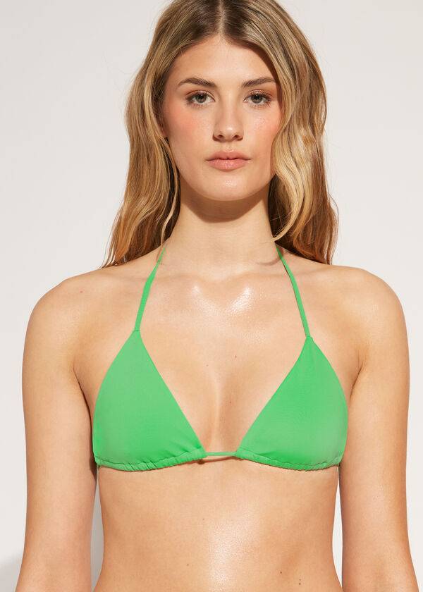 Women\'s Calzedonia Triangle String Indonesia Eco rosa Bikini Tops Green | IE2043KI