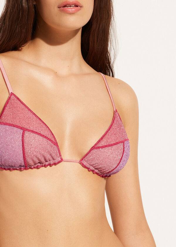 Women's Calzedonia Triangle String Lisbona Bikini Tops Pink | IE2050NB