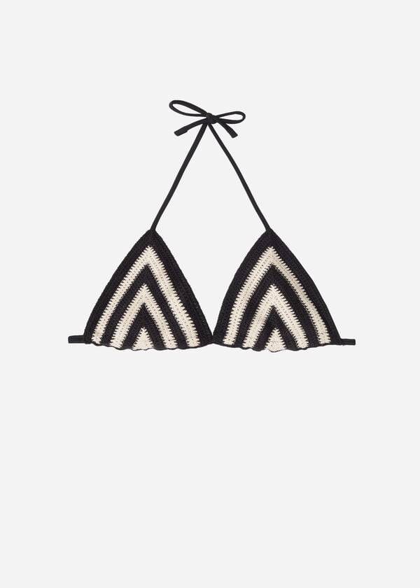 Women's Calzedonia Triangle String Mumbai Bikini Tops Black / Beige | IE2053WY