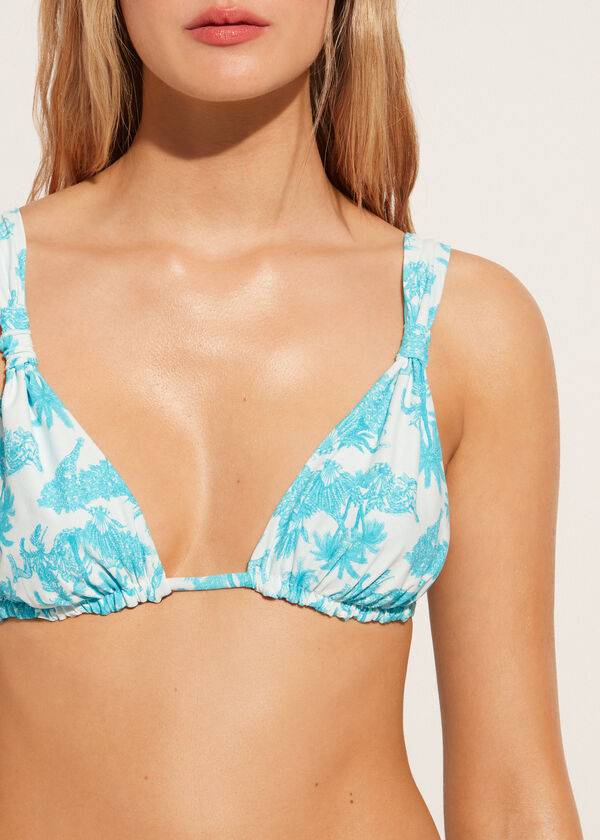 Women's Calzedonia Triangle String Sorrento Bikini Tops Blue | IE2059IS