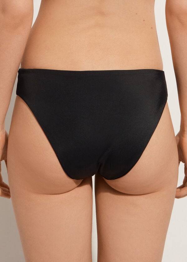 Women's Calzedonia Tulle Insert Tokyo Bikini Bottoms Black | IE1658VD