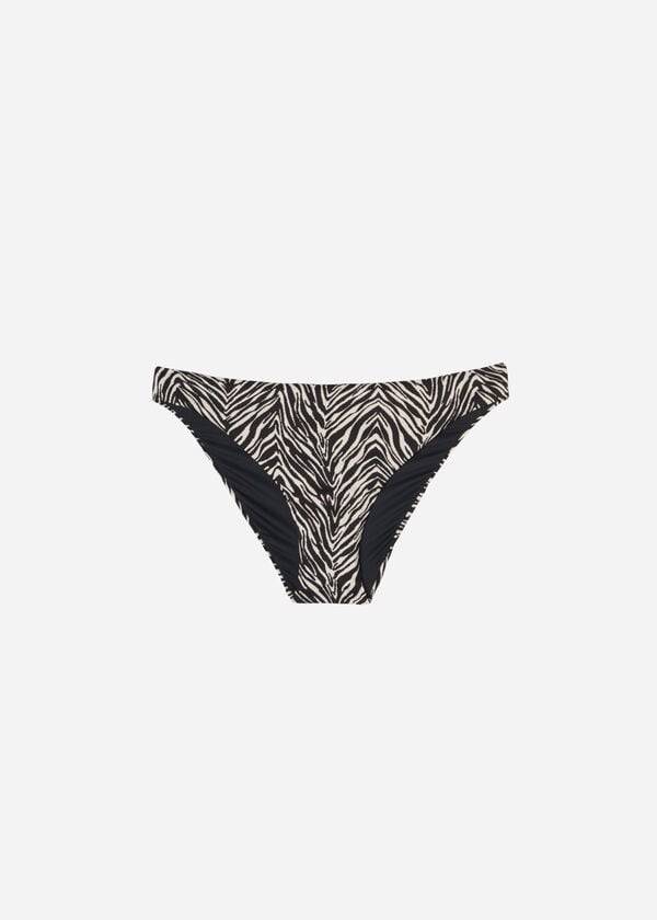 Women's Calzedonia Zebra Nairobi Bikini Bottoms Black | IE1661MA