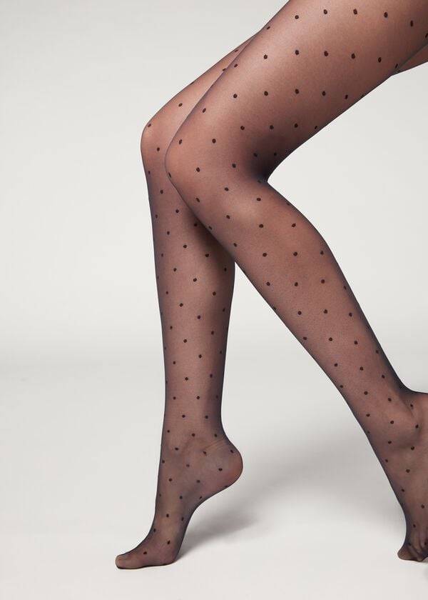 Women's Calzedonia polka dot Sheer Tights Blue | IE1234GL